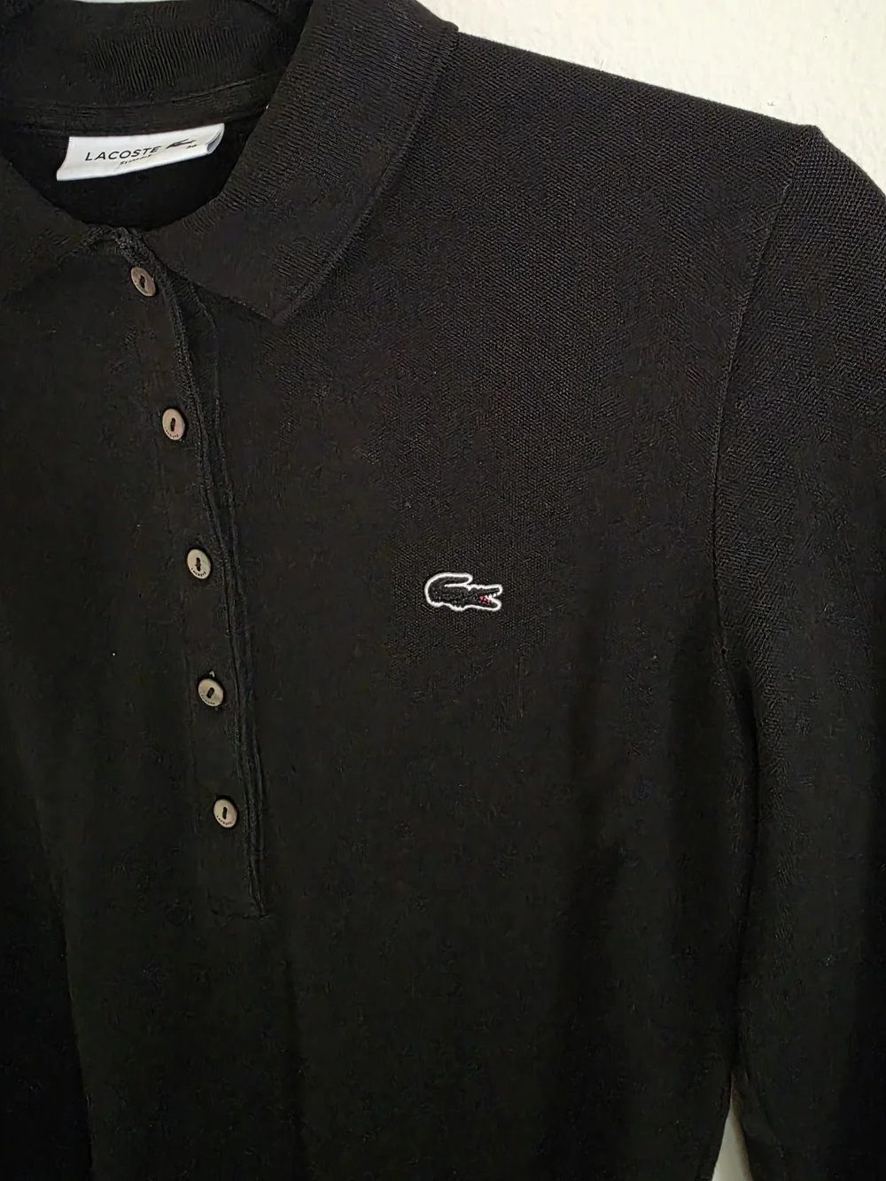 Lacoste Black Long Sleeve Polo Top - Picture 3 of 4